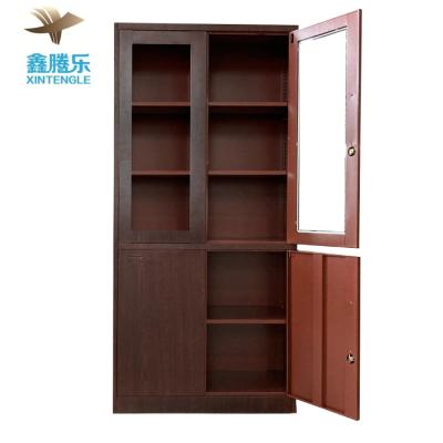 China Amazon Foldable Best-Loved Transfer Metal Office Dark Wood Filing Cabinet With Glass Door Iron Office Equipment for sale