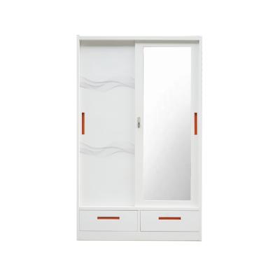 China Multifunctional foldable bedroom wardrobe printing double sliding doors with mirror and drawers wardrobe almirah godrej for sale