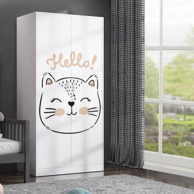 China Foldable Wardrobe 2 Door Steel Bedroom Closet Printing Wardrobe With Printing Picture for sale