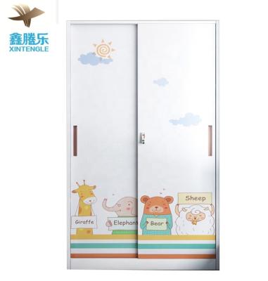 China (Waist) Student Wardrobe Adjustable Double Door Wardrobe With Shelves White Wardrobe Sliding Door Wardrobe for sale