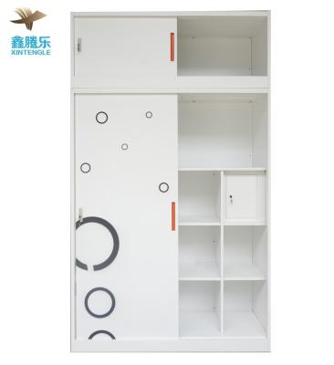 China OEM Factory Adjustable Metal Cabinet Colored Printing Steel Wardrobe Closet(Size) For Clothes Wardrobes for sale