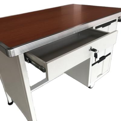 China (Height) Adjustable Wholesales Customized Design Metal Iron Computer Drawer Desks Durable Table for sale