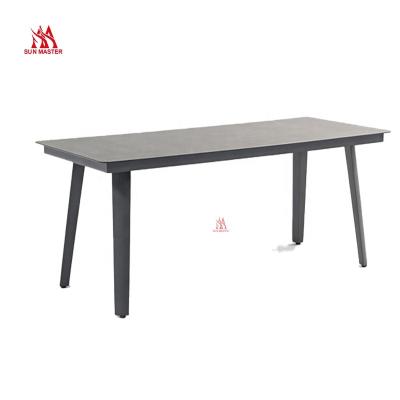 China Modern Leisure Equipments Garden Detachable and Assembled Cartons Back Tables and Chairs Furniture Marble Metal Outdoor Dining Table for sale