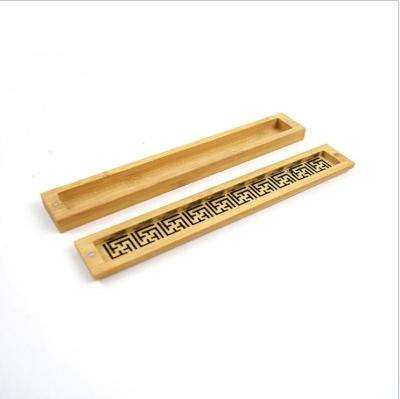 China Wholesale Handmade Wooden Craft Hardcover Bamboo Incense Stick Holder Inserted Censer Wood Box for sale