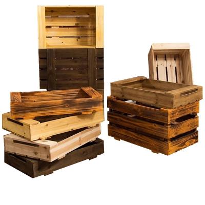 China Customized decor wooden beer viable woqi wine box wooden fruit box and storage wooden crate for fruit for sale