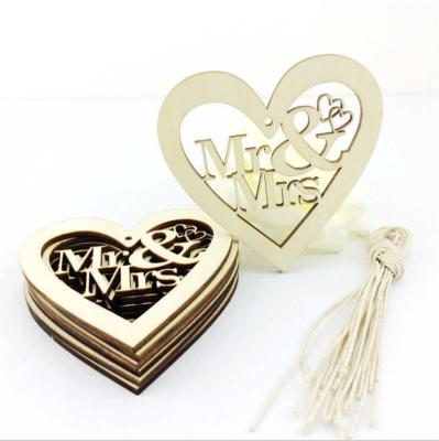 China China Love Blank Heart Name Blessing Gift Tag Slice Wood Craft For Christmas, Birthday Party, Wedding Decoration for sale