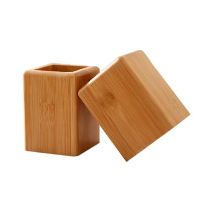 China Desktop Viable Square Customs Pen Pencil Stationery Storage Box Organizer Bamboo Wooden Organizer for sale