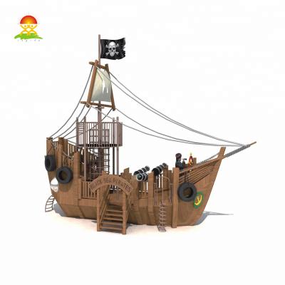 China Import Playground Children Wooden Outdoor Pirate Ship for sale