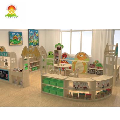 China New Design Kids Kindergarten Furniture Student Cabinet Wooden Combinate Toy Storage Eco-friendly Furniture for sale