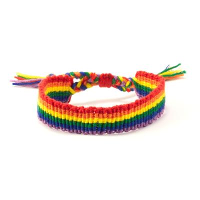 China TRENDY Pride Women Men Unisex Jewelry LGBT Rainbow Braid Bracelet Rope String Adjustable Link for sale