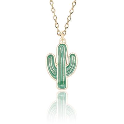 China Cute Cute Cactus Soft Enamel Pendant Necklace for sale