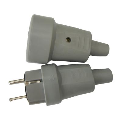 China Easy Installation Rubber Plug With Ground 220-250V 16A Electrical Equipment Straight Gray Plugs And Sockets for sale