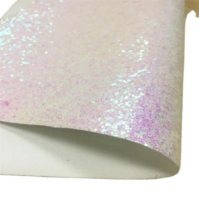 China A4 Size Plain Design Chunky Glitter Faux Artificial Leather Fabric Waterproof Sheet For Making DIY Accessories/Hair Bow for sale