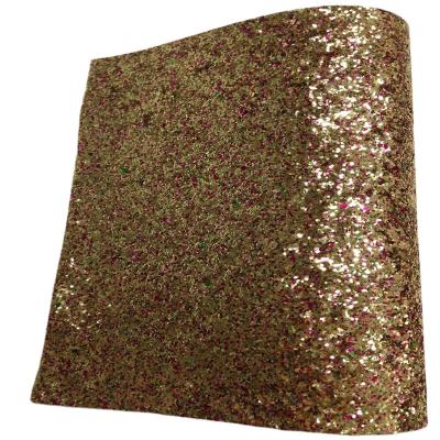 China A4 Size Multicolor Chunky Glitter Faux Artificial Leather Fabric Sheet Materials Abrasion-Resistant For Making DIY Accessories for sale