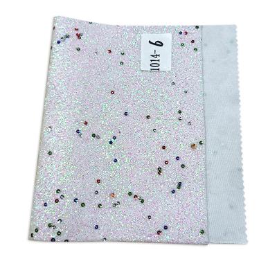 China Colorful Sequin A4 Chunky Glitter Faux Synthetic Leather Fabric Sheet Abrasion-Resistant For Making DIY Accessories for sale