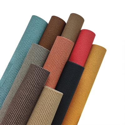 China Waterproof Imitation Canvas Matte PU Vinyl Leatherette Cotton Leather Weaving Backing For Bag Weave Leather Wrapping for sale