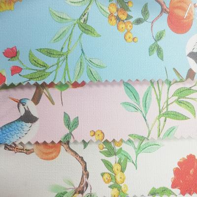 China Spring Printed PU Faux Leather Fabric Anti-rust Bird Flower Image For Making Shoe/Bag/Purse/Wallet/Purse/DIY Accessories for sale