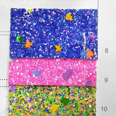 China Bulk Fluorescent Chunky Leather Fabric Leather Chunky Boots Sequin Heart Chunky Glitter Faux Leather Sheets Anti-rust Making for sale