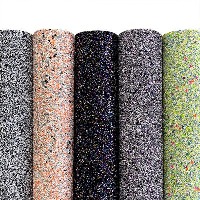 China Fluorescent Metallic Shiny Glitter Chunky Sequin Glitter Fabric Chunky Anti-rust Glitter PET Leather Sheets For Making Hair Bow DIY for sale