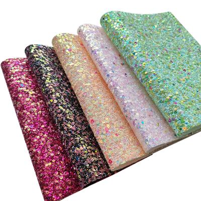 China Small Circle Anti-rust Piece Shiny Multicolor Glitter Decoration Cloth Twill Leather Backing For Shoes Bags Bows And Crafts for sale