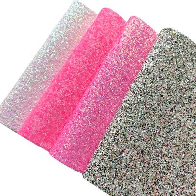 China Anti-rust Speicial Multicolor Chunky Glitter Glow in Dark Faux Leather Fabric for Making Hair Bow Decoration DIY Accessories for sale