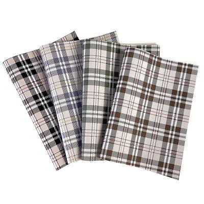 China 2021 waterproof vintage plaid cross stripe printed embossed PU vinyl leatherette cotton backing for making shoe bag coat for sale