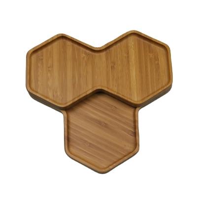 China Food Grade 100% Custom Logo Sustainable Ramadan Bamboo Wood Tray Dish Adjustable Natural Cutlery Dish Food Grade for sale