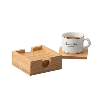 China Sustainable Custom High Quality Square Bamboo Coaster Natural Bamboo Wood Coaster for sale