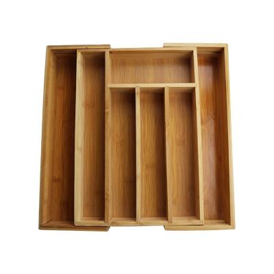 China Sustainable Expandable Bamboo Kitchen Drawer Wood Cutlery Tray Organizer For Kitchen Silverware for sale