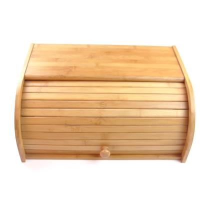 China Hot Selling Viable Rolltop Desktop Bread Box Kitchen Countertop Organizer Bread Storage Box Bamboo Bread Box for sale