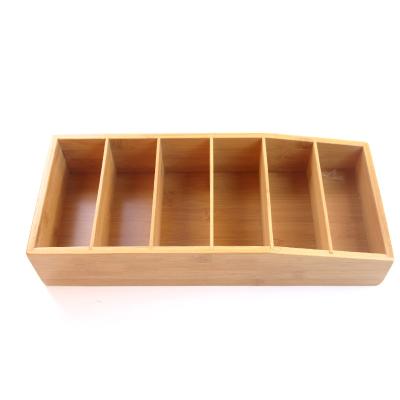 China 2020 Hot Sale Sustainable 5 Compartments Bamboo Tea Bag Organizer Wooden Box With Transparent Lid Tea Box for sale