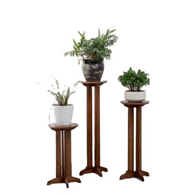 China Eco-Friendly Wholesale Multifunctional Bamboo Flower Plants Display Rack Plant Stand European Bamboo Shelf for sale