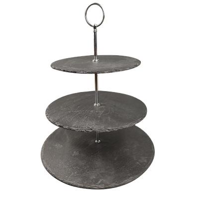 China Sustainable Round 3 Tier Slate Cake Buffet Stand For Party for sale