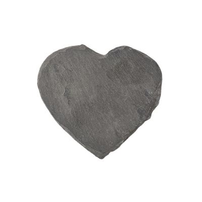 China Sustainable Promotional Natural Stone Black Heart Shape Slate Coasters With Logo for sale