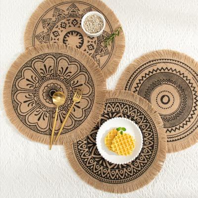 China Hot European style kitchen dinner room stocked natural linen woven place mats kitchen table place mats for sale