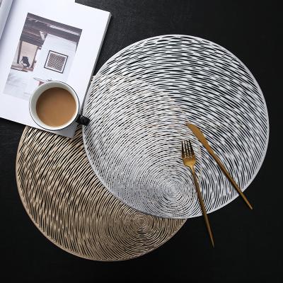 China New Products PVC Food Serving Table Stocked Metallic Hollow Place Mat for sale