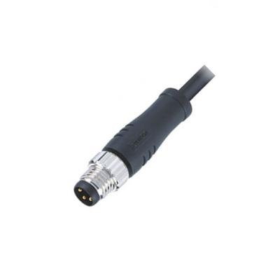 China Sensors Oil Resistor M8 Waterproof Unshielded Connector 3pin A Code Male Molded 0.5m PVC Cable, Free End for sale