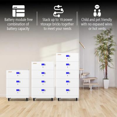 China High Capacity 100AH Stackable Battery Pack Modular With LED Light LCD Screen for sale