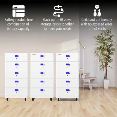 China Deep Cycles Stackable Battery Pack 48v Home Battery Real Time Monitoring for sale