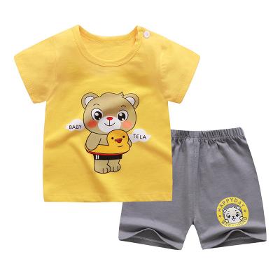 China Boys Summer Short Sleeve Shirt Two Piece Sets Cute Cartoon Children's Clothes 0-6 Years Safari Style Boys Summer Suit Clothes for sale