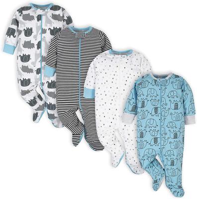 China Customized 100% cotton boys romper jump suit good quality newborn logo printing custom baby romper clothes long sleeve jumpsuits for sale