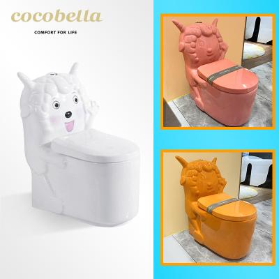 China Ceramic Multiple Color Baby Toilet Kids Double-Flow Toilet One-Piece Toilet Flush Piping Modern Round Floor Standing Element 2 Years Old for sale