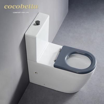 China Ergonomic Comfortable Public Rimless Closet Disabled Seat Height Double-Flow Design Two-Piece Ceramic Toilet for sale