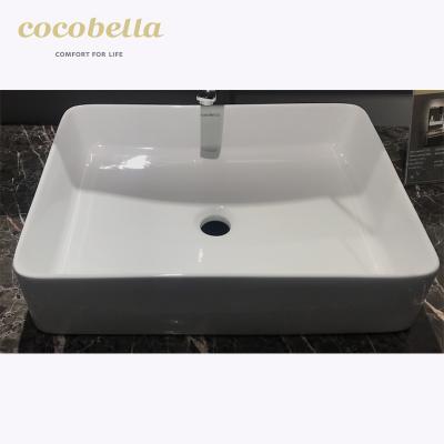 China EXW Modern Bathroom Basin Fashion Design Countertop Sink Hand Wash Rectangular Ceramic Face Bathroom Sink for sale