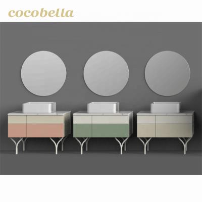 China New Design Kids Bathroom Furniture Vanity Cabinet Stainless Steel 3D Graphic Design Simple Modern Model Hotel for sale