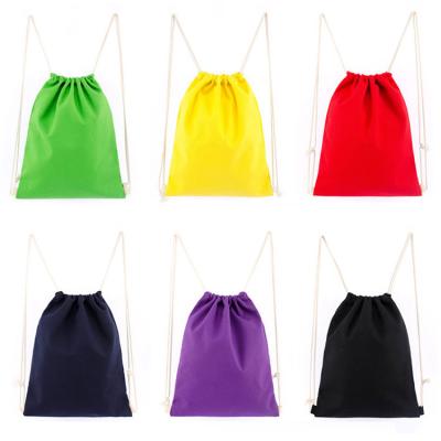 China Eco-friendly Cotton Canvas Shopping Custom Printed Plain Western GiftsHot Sale Cheap Drawstring Backpacks Sports DrawString Bags for sale