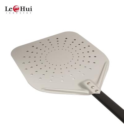 China Long Stocked Pizza Shovel Rectangular Round Skinned Pizza Shovel Aluminum Metal Pizza Paddle For Pizza Oven 12 Inch Baking Tools for sale