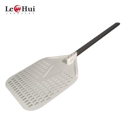 China 25cm Square Punched Spatula Pizza Shovel Stocked Aluminum Pizza Skin Rotating Kit 10 Inch Square Pizza Shovel Paddle for sale