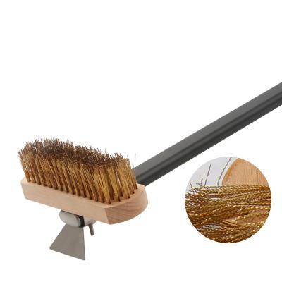 China Stored Pizza Oven Brush With Long Handle Aluminum Pizza Cleaning Brush Stone Copper Wire Brushes Steel Pizza Oven Cleaning Scraper à venda