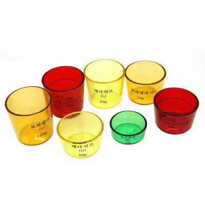 China Disposable Sauce Cup 100 Measuring Cup Set Food 90 70 55 50 45 25 20g Weighing Digital Scale Colored Plastic Measuring Cups for sale